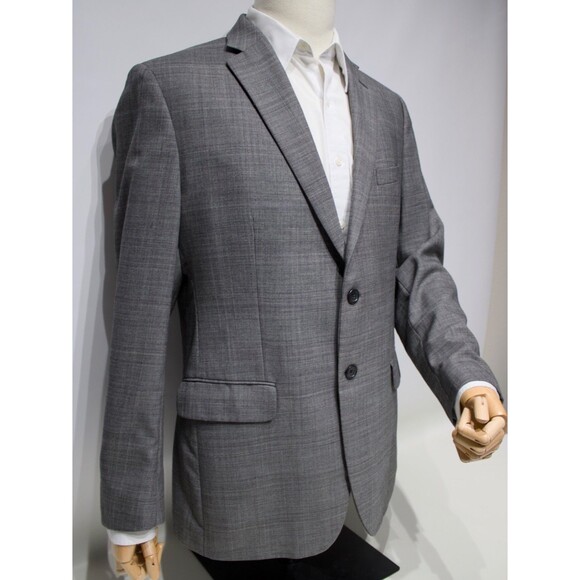 Banana Republic Gray Plaid Blazer Sport Coat 100% Wool Tailored Fit Men Size 42R - Picture 5 of 14